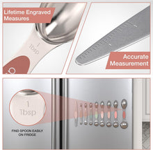 Load image into Gallery viewer, Magnetic Measuring Spoons Set - Stainless Steel, Double Ended, Stackable &amp; Nested Design for Dry and Liquid Ingredients, Ideal for Spice Jars, 9-Piece Set with Leveler (Country Chic)