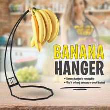 Load image into Gallery viewer, Fruit Basket with Banana Hanger and Fruit Bowl. Kitchen Counter Fruit Bowl with Banana Holder used as Bread, Vegetable or Produce Basket, Egg Holder, 2 Tier