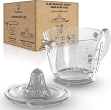 Load image into Gallery viewer, Glass 2-Cup Juicer (Clear) - Lemon and Lime Manual Squeezer, Citrus Reamer