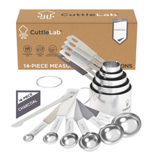 Load image into Gallery viewer, Measuring Cups and Measuring Spoons Set of 14 - Stainless Steel Measuring Cups and Spoons Set, Includes 1/8 Teaspoon Measuring Spoon, 1/8 Cup Measuring Cup, Leveler Dry (14, Country Chic)