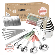 22-Piece Stainless Steel Measuring Cups and Spoons Set in Country Chic