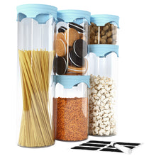 Load image into Gallery viewer, 5-Piece Airtight Glass Storage Canisters in Sky