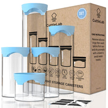 Load image into Gallery viewer, 5-Piece Airtight Glass Storage Canisters in Sky
