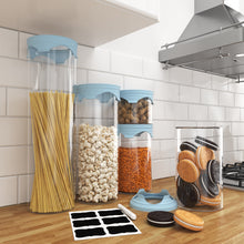 Load image into Gallery viewer, 5-Piece Airtight Glass Storage Canisters in Sky